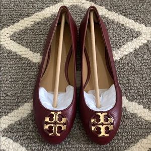 Tory Burch Claire Ballet Flat Shoe Maroon sz 7.5